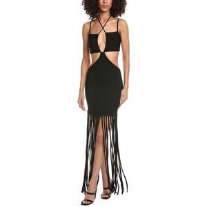 Lapointe Womens  Crepe Matte Cutout Strap Midi Dress, Black